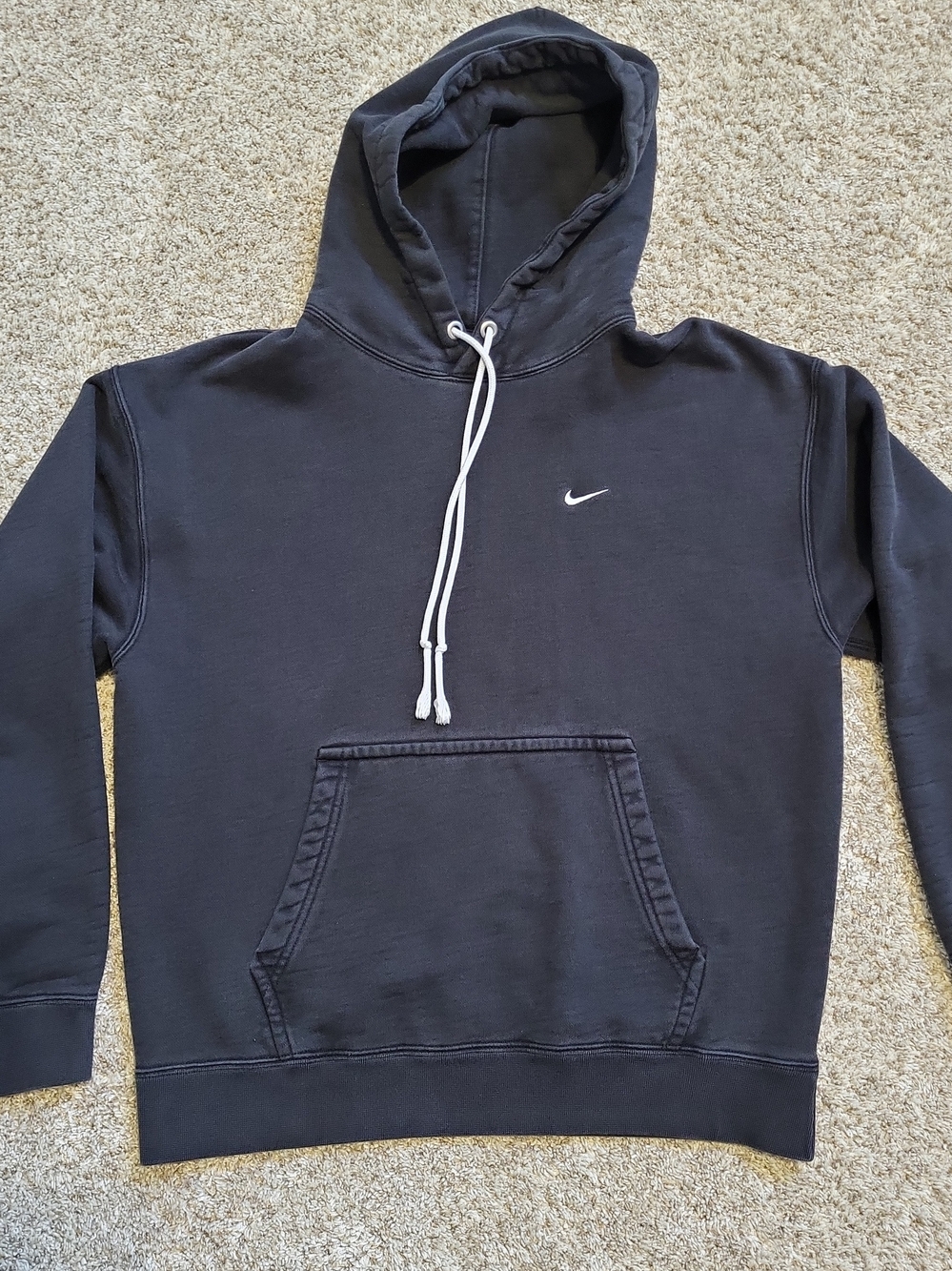 Nike Solo Swoosh Fleece Pullover Hoodie Men's M Black White DX1355-010